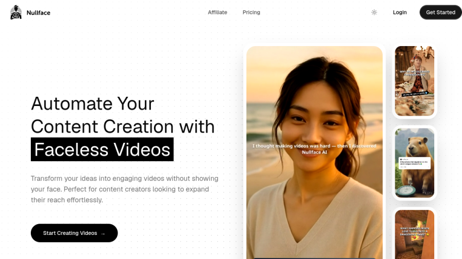 Nullface AI官网 网站预览