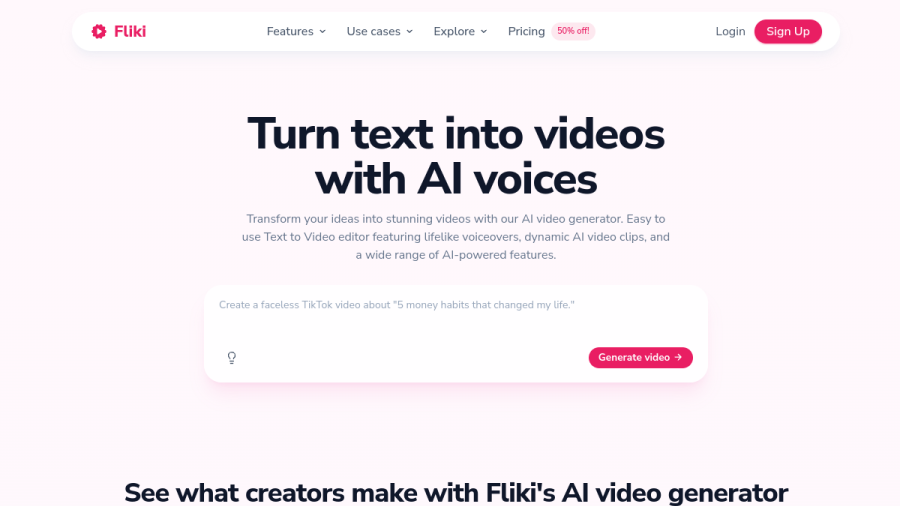 Fliki官网 网站预览