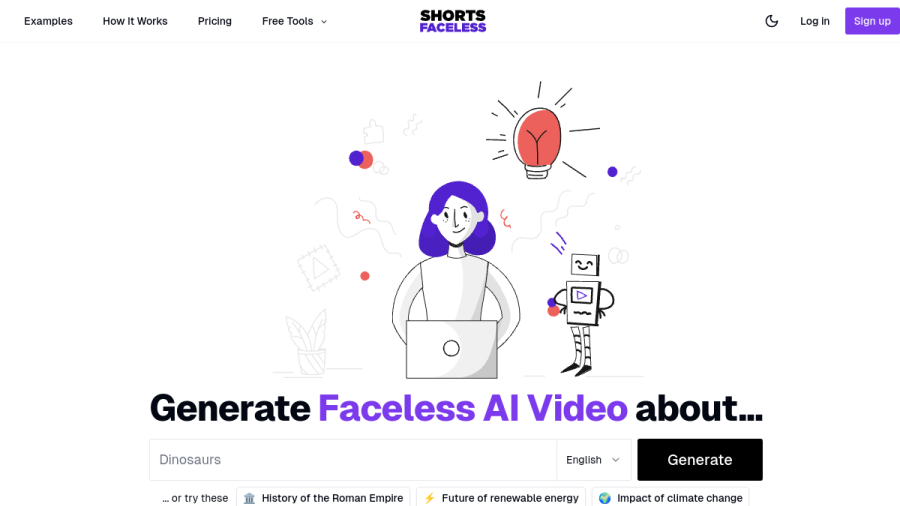 ShortsFaceless官网 网站预览